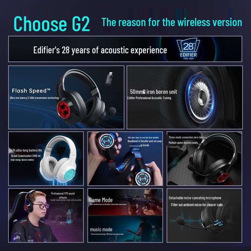 EDIFIER HECATE G2 Wireless 7.1 Gaming Headset