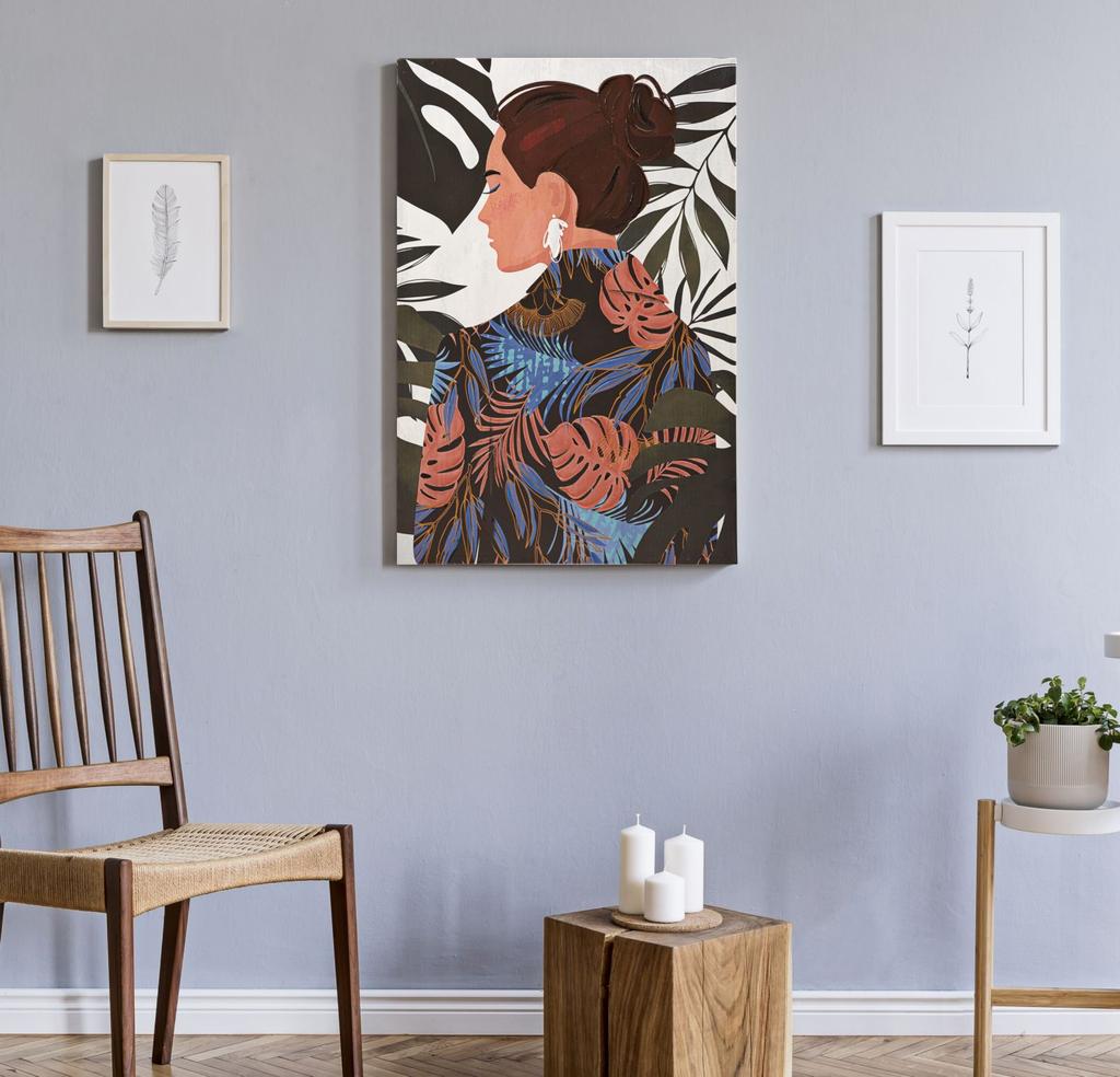 Wall Printing Painting  Lady Jungle -B- Cm 80X2,8X120
