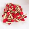 DIY Craft Wooden Clips Natural Wood Clothespins Love Heart 50pcs Colored Heart