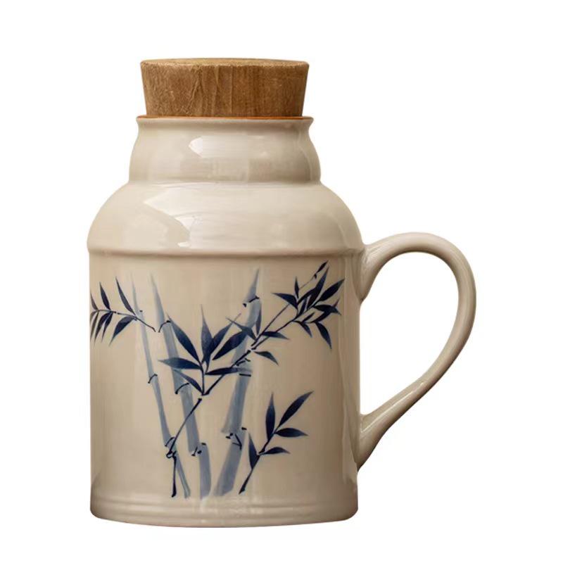 Ru Kiln Ceramic Insulated Teapot Set: Mute Thermos Pot with Teacup and Lid, Large Capacity, Chinese Style Office Cup.