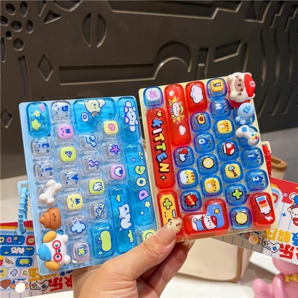 Cartoon 26 Keys Keyboard Keychain Pressable Keys Fidget Animal Keychain Toy Bag Ornaments