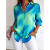 Abstract Floral Print Women Blouse Spring Autumn Femme Office Lady Button Up Turn Down Collar Shirts
