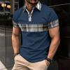 Summer New Arrival Men's Short-Sleeved Polo Shirt Printed Colour-Block Collared T-Shirt