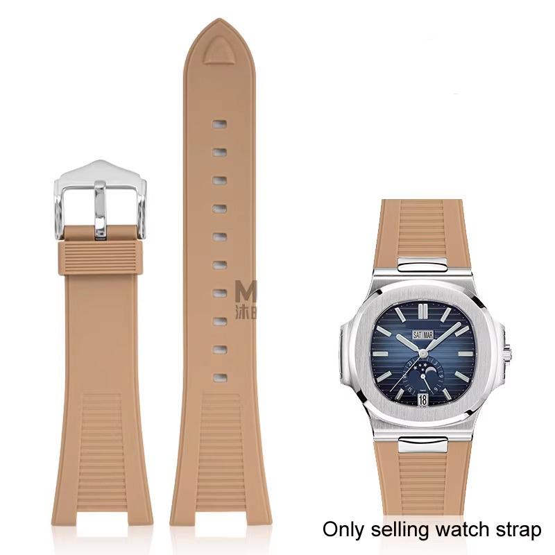 Horlogebanden en accessoires voor Patek Philippe Nautilus 5711 5712 5726 5980 vloeibare siliconen horlogeband 25mm-12mm Armband