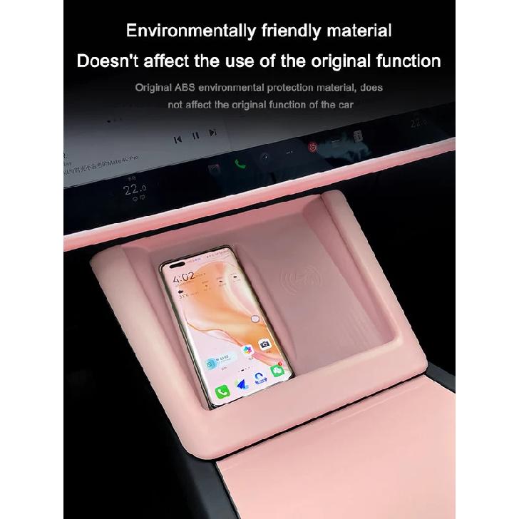 For Tesla Model 3 Highland 2024 Wireless Charging Frame Protector Wireless Charging Non-Slip Mat Center Console Panel Sticker