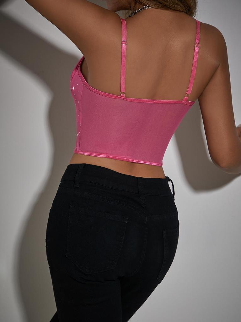 Haut Court Sexy Style Boîte de Nuit à Armatures - Débardeur Couleur Unie Coupe Slim