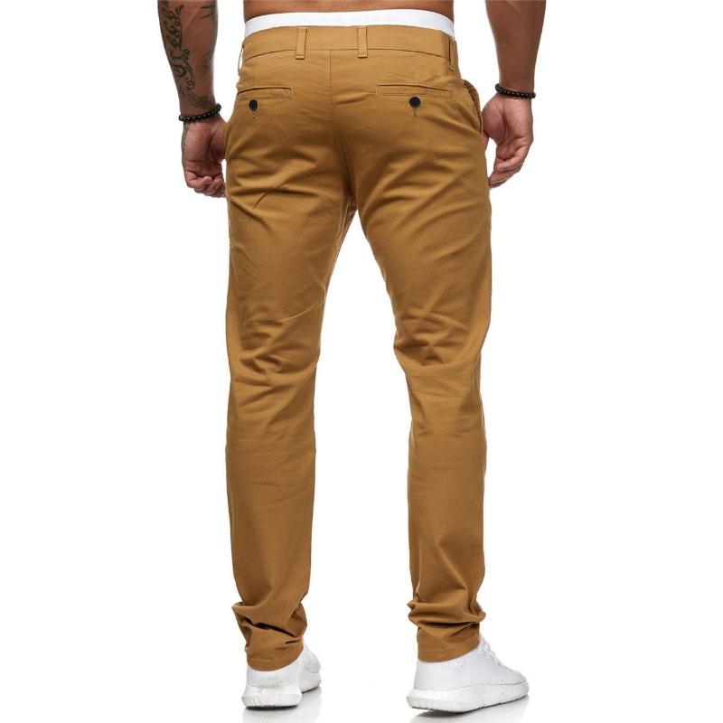 Men European Style Solid Color Loose Casual Long Trousers