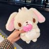 Cute Double Sided Plush Bunny Crossbody Bag Large Capacity Cartoon Shoulder Bag Storage Pouch