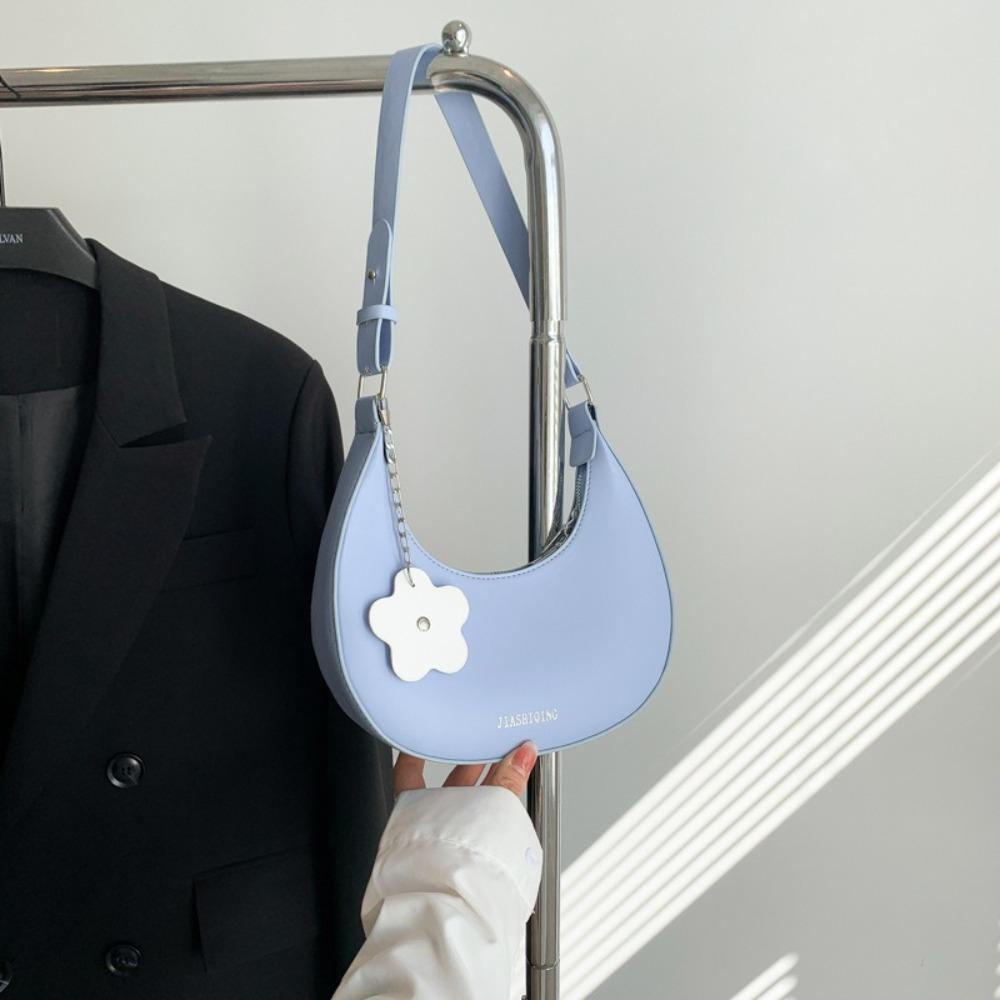 Large Capacity Half-moon Bag Dumpling Shape Women Underarm Bag Flower Shoulder Bag  Streetwear