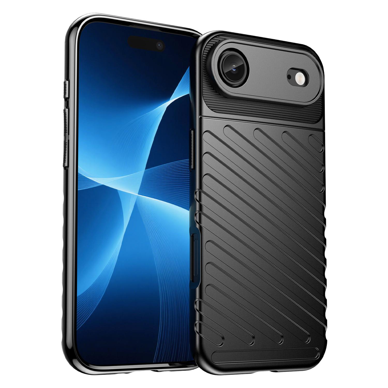 

For iPhone 17 Air Case Twill Texture TPU Shockproof Protective Phone Cover Black