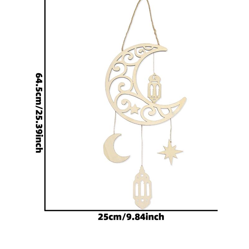 Ramadan Wooden Wall Hanging Decor Islamic Arch Design with Floral Tassel Festive Home Wall Decoration for Ramadan Eid Gift