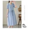 V-neck Mid-length Dress Summer New Retro Literary Large Swing A-line Skirt