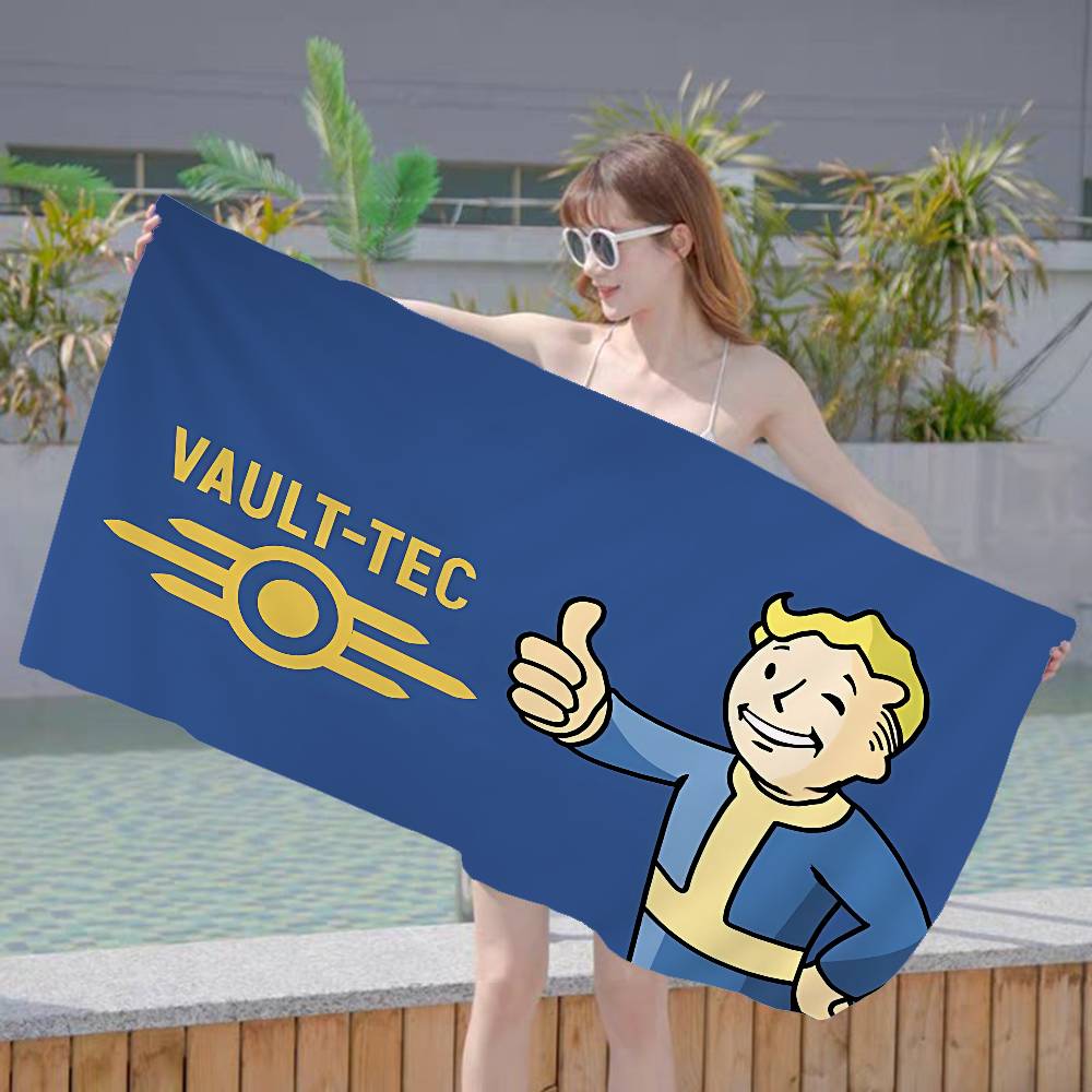 V-Vault-Tec F-Fallout Logo Bath Towel Microfiber Soft Water Absorbing Breathable For Girl Kids Decorative Cartoon Beach Towel