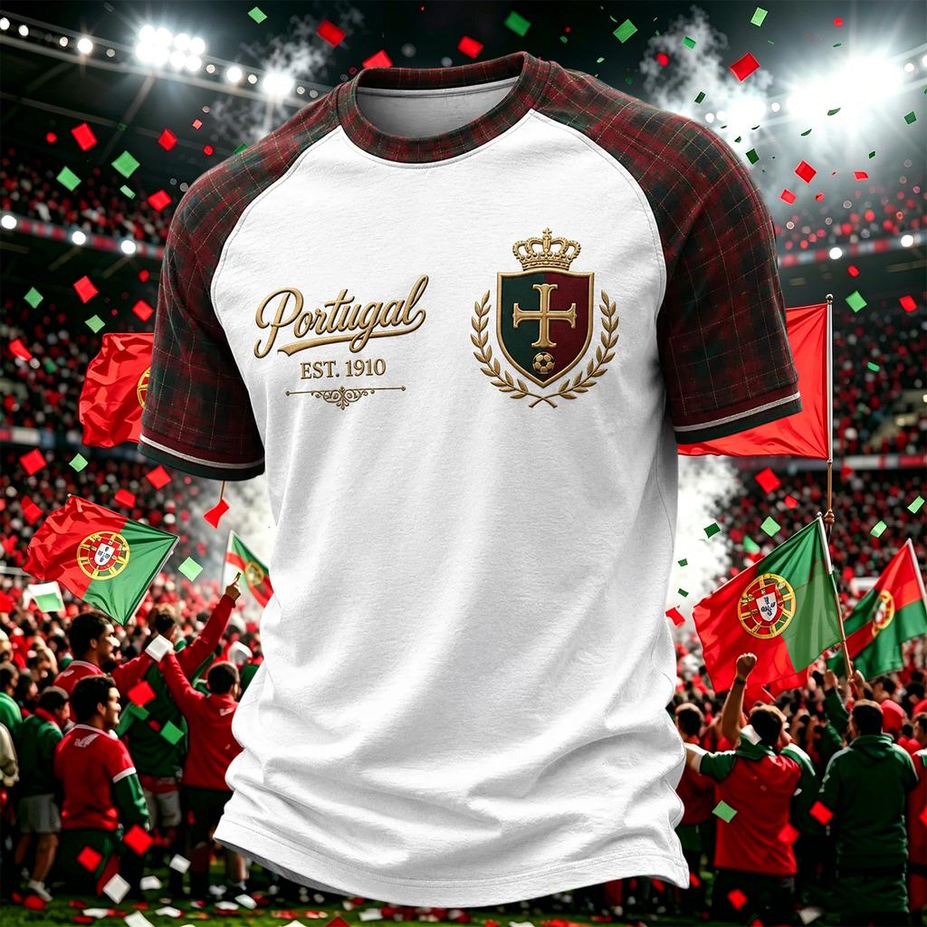Men's Casual Printed Round Neck Short Sleeve T-Shirt Lightweight Breathable