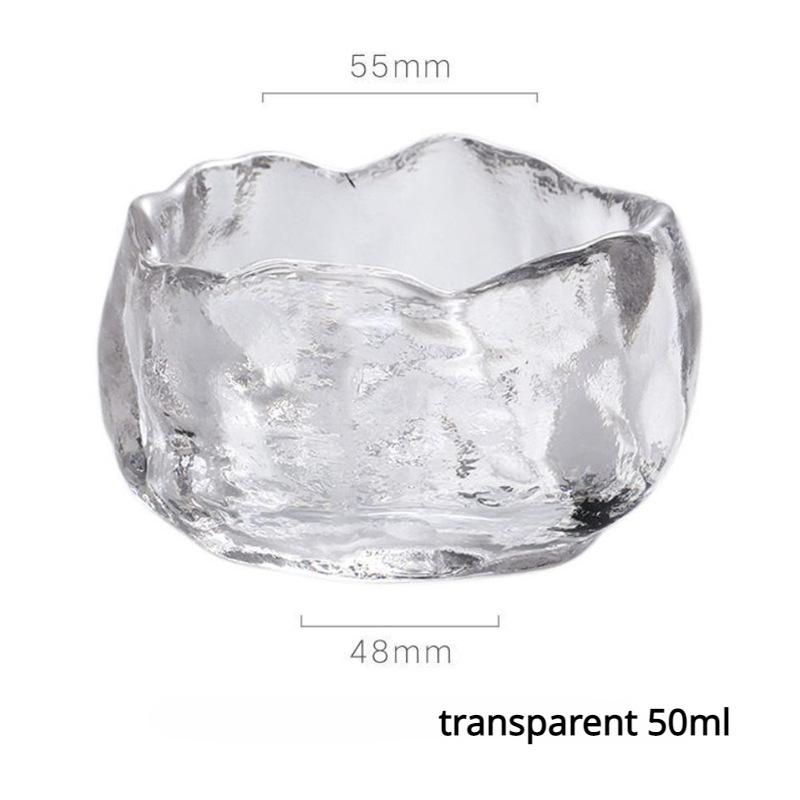 1 set da 50 ml di piccole tazze da tè in vetro irregolare, resistenti al calore, in vetro spesso con sottobicchiere, adatte per bevande calde come tè e caffè.