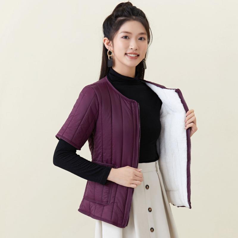 Women's new zipper thickened thermal cotton liner women's home cotton-padded clothes cotton-padded short-sleeved tops 2466
