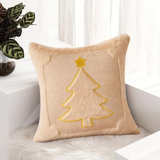 Christmas Throw Pillow Cover 18x18 Inch Plush Decorative Pillow Cover Xmas Tree with Embroidered