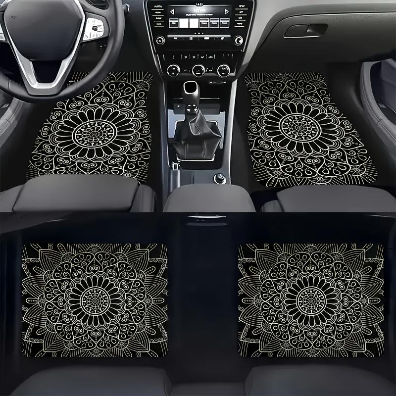 Set di 4 Tappetini per Auto con Stampa Mandala - Tappetini per Tutte le Stagioni Anteriori e Posteriori con Design Intricato per Migliorare l'Arredamento Interno del Veicolo