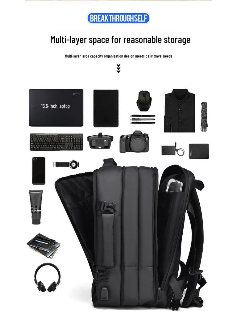 Men's Large Capacity Travel & Business Backpack for Commuting and Short-Distance Trips
