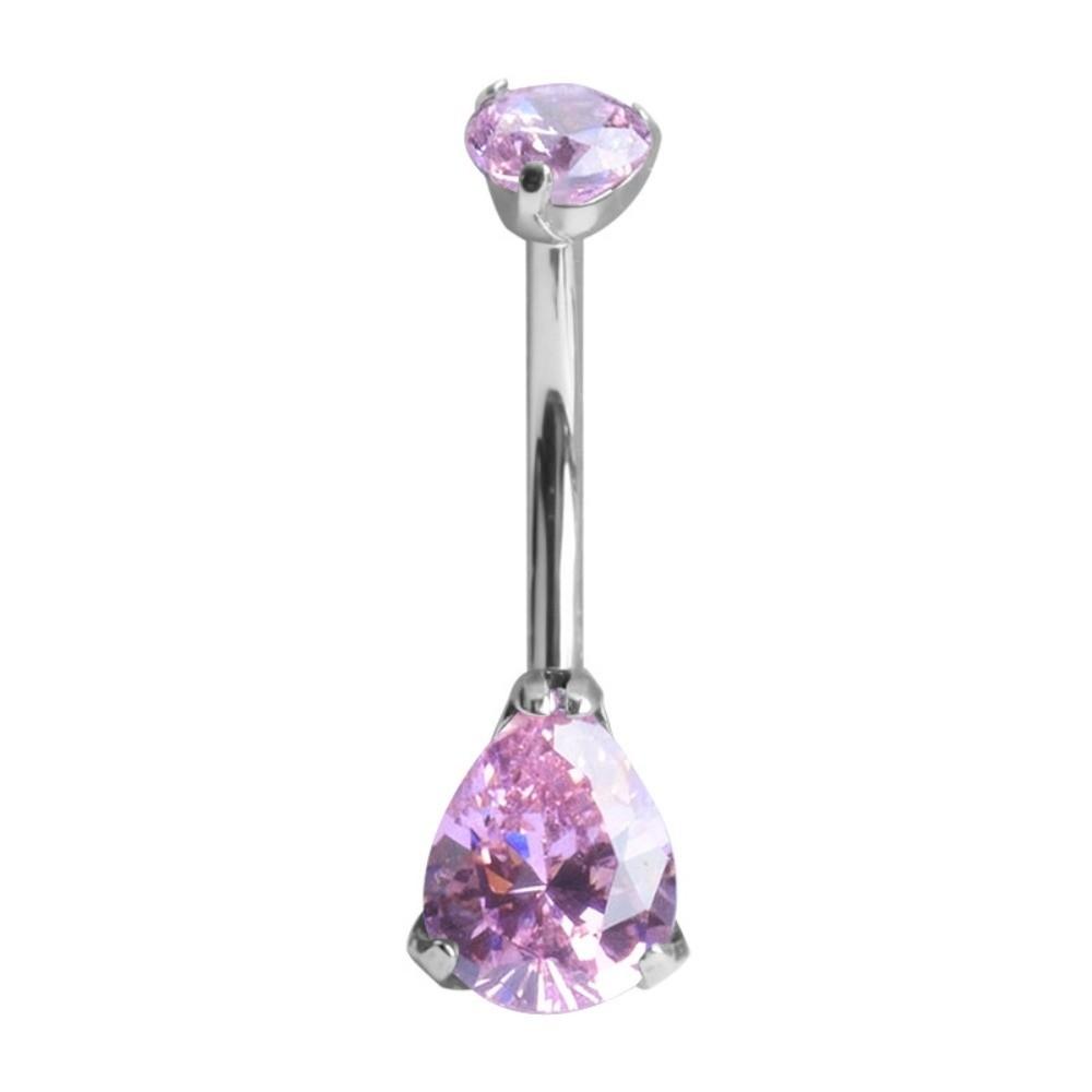 G23 Titanium Titanium Belly Button Ring Zircon Stone Dangle Curved Barbells  Belly Button Piercing