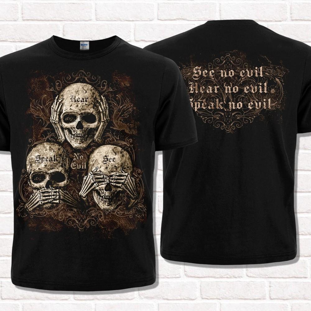 

See No Evil, Hear No Evil, Speak No Evil T-Shirt. Three Skulls design. L