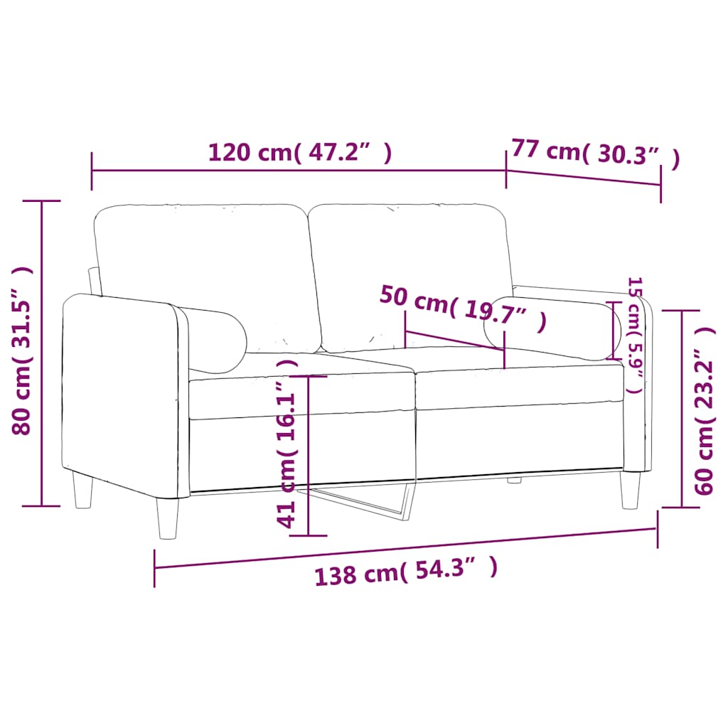 Vidaxl 2-Osobowa Sofa Z Poduszkami, Brązowa, 120 Cm, Aksamit