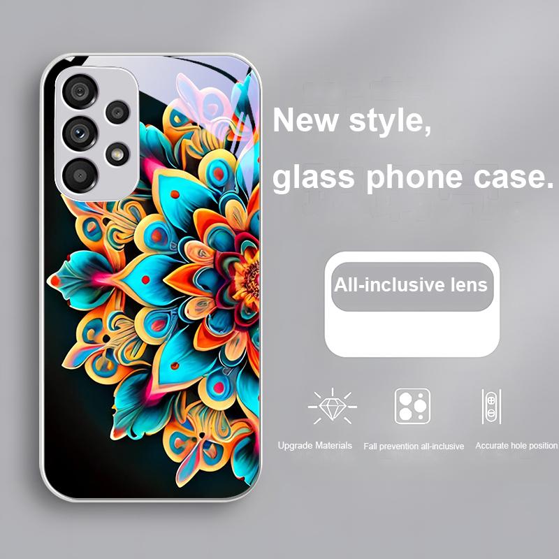 Abstract Flower Green For Samsung Galaxy S23 U Ltra 24 Plus S20 21 FE S25 Ultra A70 A72 73 51 52 53 Tempered Glass Phone Case