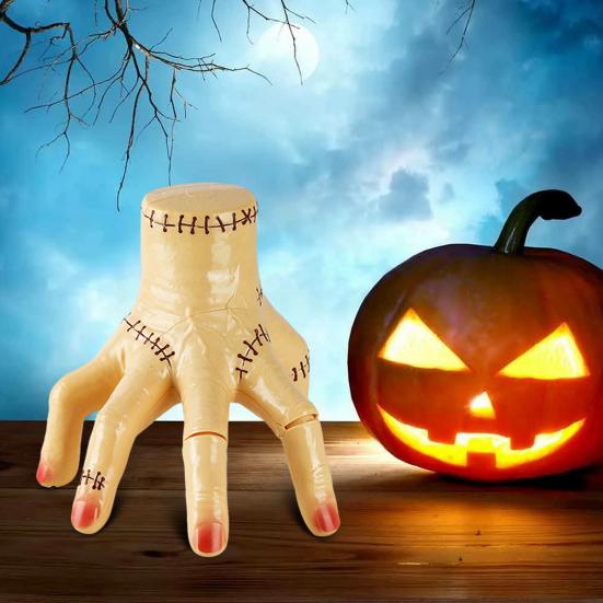 Wednesday Cosplay Model Hand LED Audio-Visual Scary Toy Broken Hand Interactive Horror Toy with Sound Effects Halloween Party Decorations
