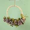Wood Beads Artificial Flower Wreath for Front Door Spring Wreath for Wedding Valentines Indoor and Outdoor Decoration