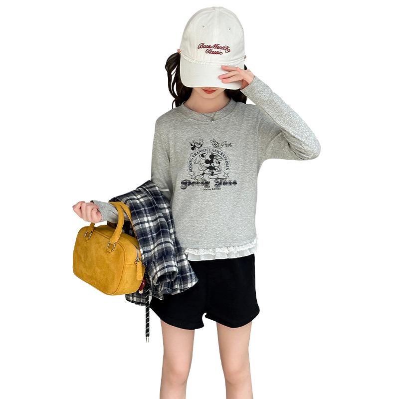 

2025 Осень Рубашка в клетку с длинным рукавом для девочек - Повседневная мода в корейском стиле для детей среднего и старшего возраста 140cm