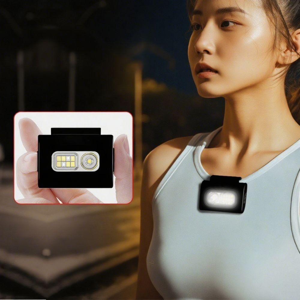 

USB Rechargeable COB LED Headlight High Visibility Clip On Running Light Cycling рожевий