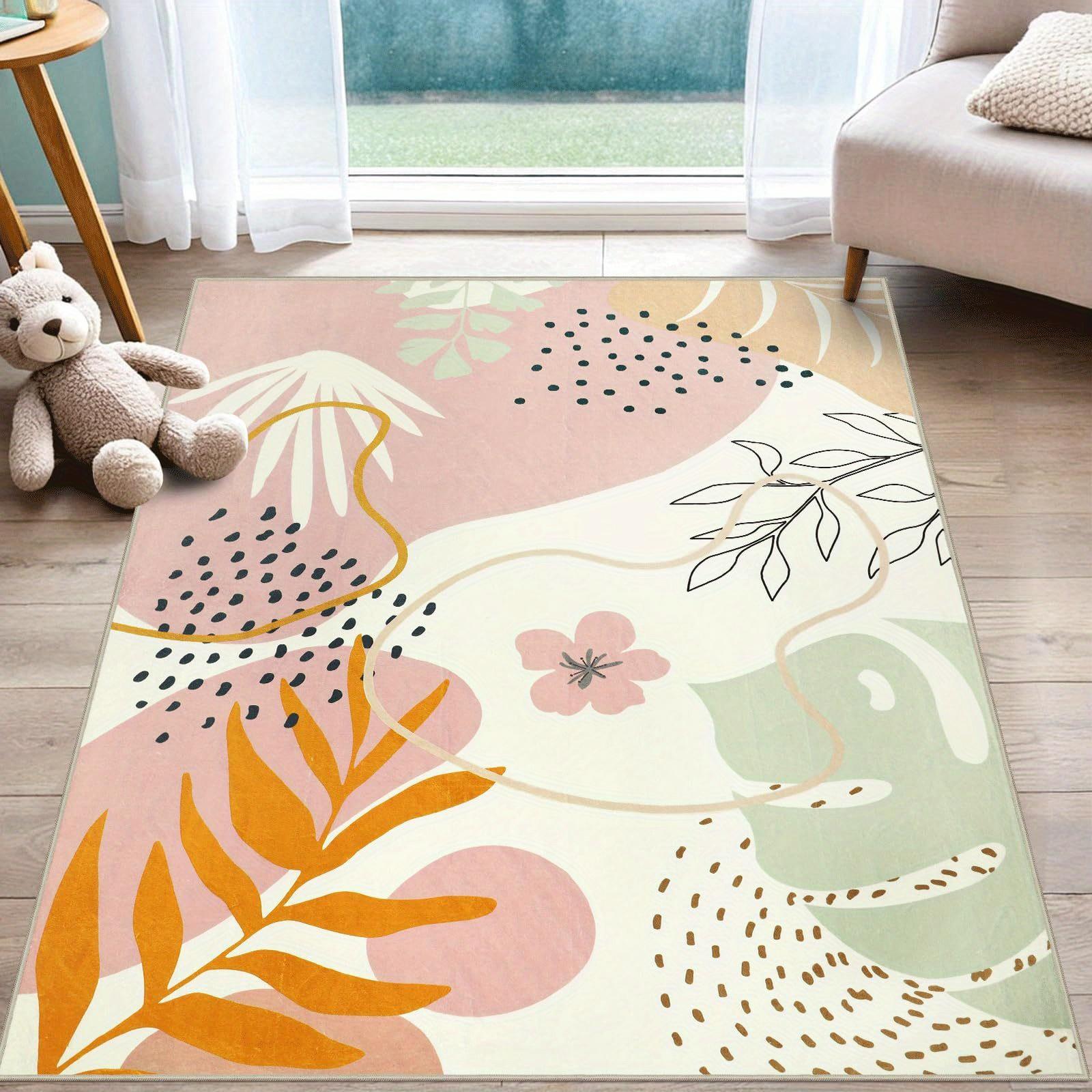 

Capslpad Washable Carpet Boho Area Rugs for Living Room Soft Non-Shedding Comfortable Floor Retro Home Decoration Rugs 50x80cm