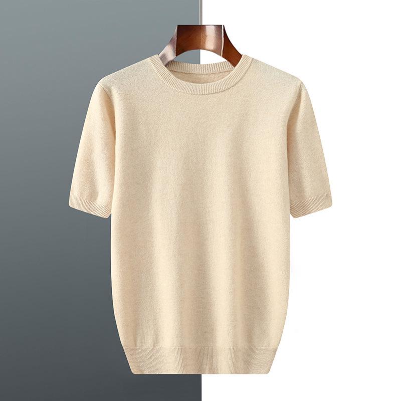 Men’s Short-Sleeve Knit T-Shirt - Autumn/Winter Business Casual, Lightweight, Round Neck Base Layer