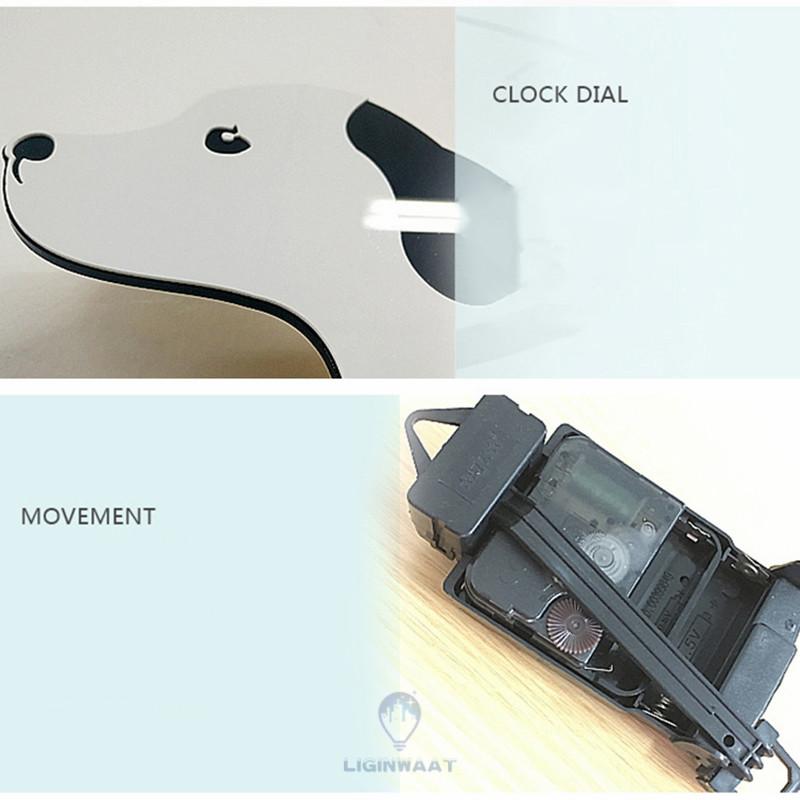 Cute Wagging Tail Cat Dog Design Wall Clock Kids Bedroom Wall Decoration Unique Gift Creative Cartoon Mute DIY Wall Clocks