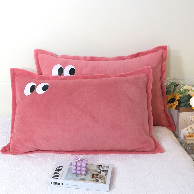 Pillowcase Milk Fiber Embroidery 48x74cm Winter Warm Soft Comfortable Fluffy Plain Home Household Textile Pillow Cover Couples