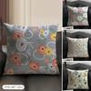 Simple And Elegant Flowers Cushion Cover Natural Linen Organic Fabric Double-Sided Printing Sofa Home Decor Gift Pillow Case