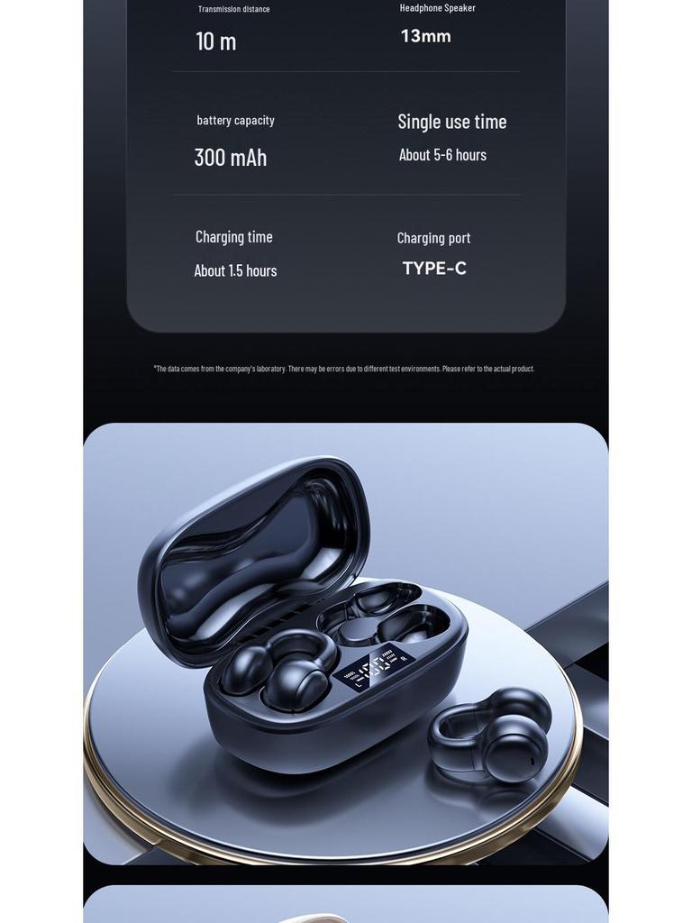 M38 Bluetooth Bone Conduction Earphones - Noise Cancelling, Super Long Battery Life, Wireless Ear Clip, Ideal for Sports.