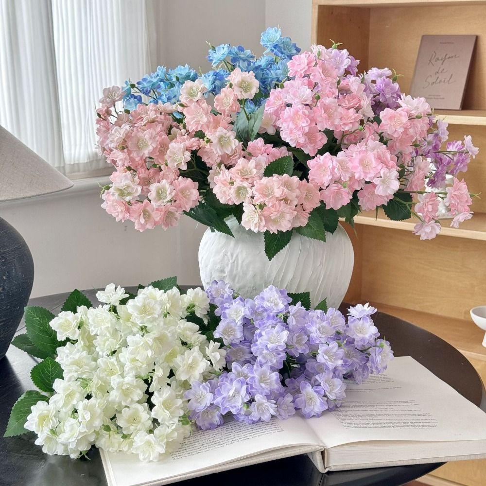Green Leaves Artificial Jasmine Flower Silk Petals Faux Flower Simulation Flower Desktop Ornaemnt