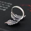 Vintage S925 Sterling Silver Double Leaf Adjustable Cross Ring for Women - Versatile and Timeless Design