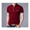 Mens Stand Collar Short Sleeve Slim Fit Big Size Solid Casual T Shirt