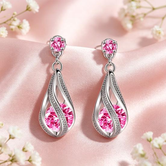 Yousheng 1 Pair Drop Earrings Cubic Zirconia Waterdrop Shape Long Earrings Lightweight Smooth Surface Hook Earrings Banquet Dance