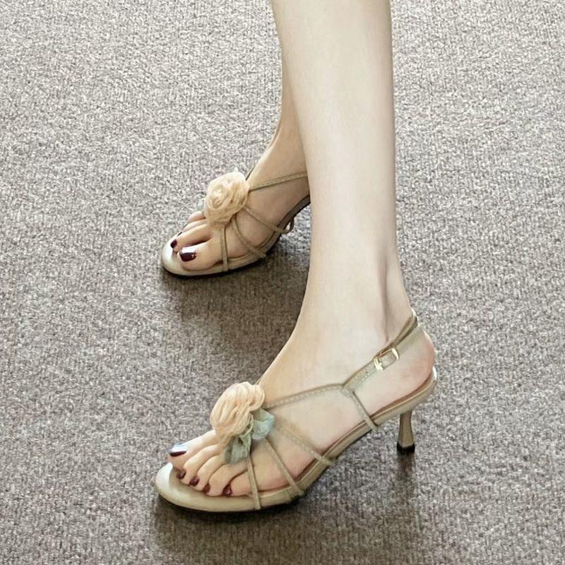 Camellia High Heels Women's Summer Sandals Women's 2025 New Fashion Beautiful High Heels Sandals Women's Summer Wear