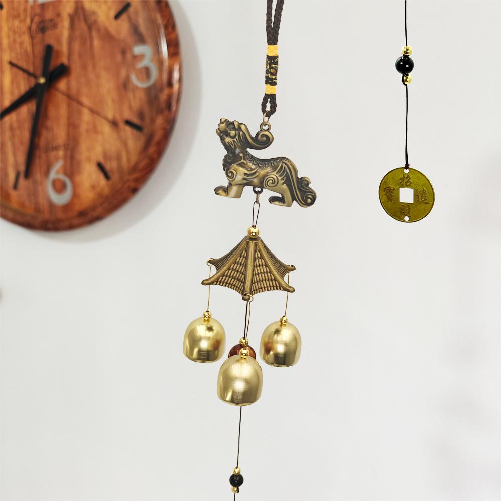 1 PC Lucky Wind Chimes Feng Shui Hanging Wind Chimes for Garden Good Luck Chinese Wind Bells with Coin Matel Bells Butterfly Cat
