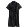 DIMANAF 2025 Spring Summer Shirt Dress Plus Size Women Casual Vintage Long Dress Loose Basic Black White Dress