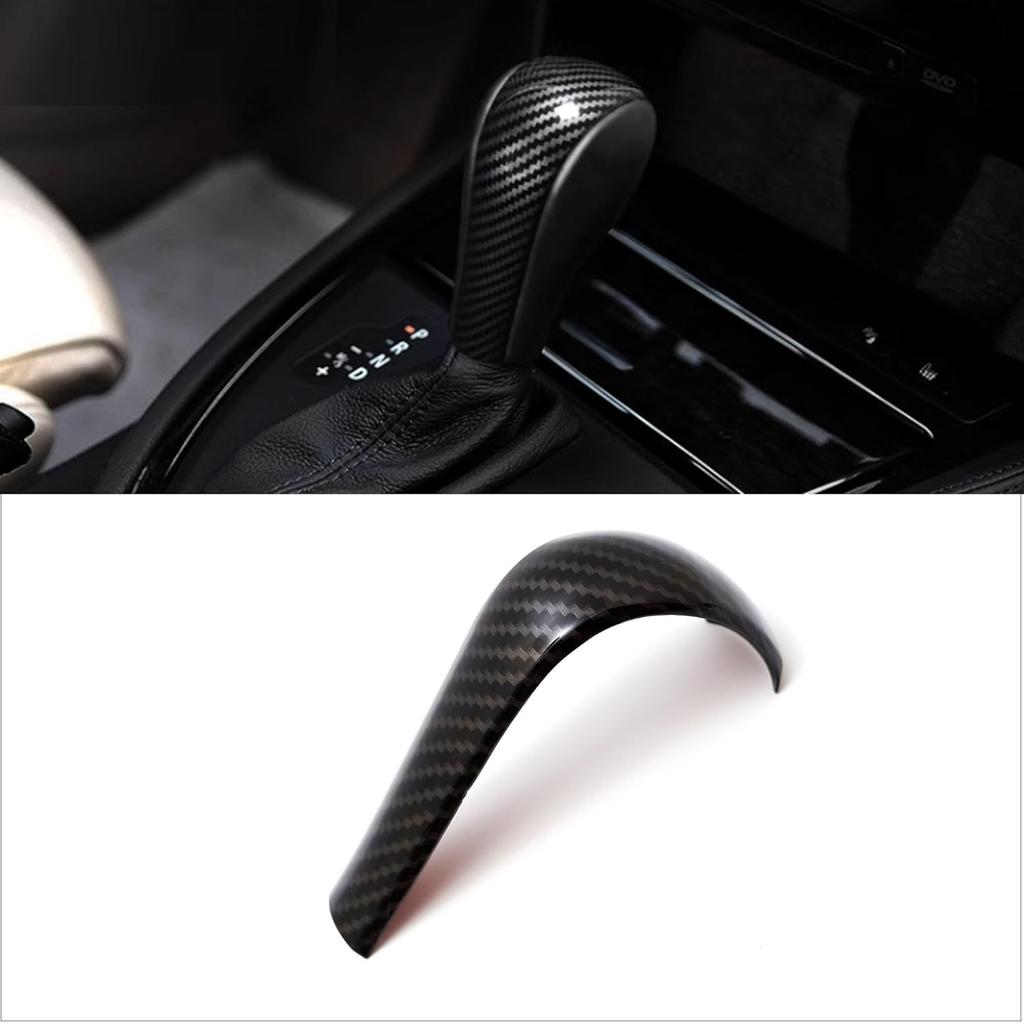Car Center Control Gear Shift Knob Head Frame Cover Sticker Interior Trim Compatible with BMW E87 E90 E92 E93 1 3 Series Old Model Carbon Fiber Style