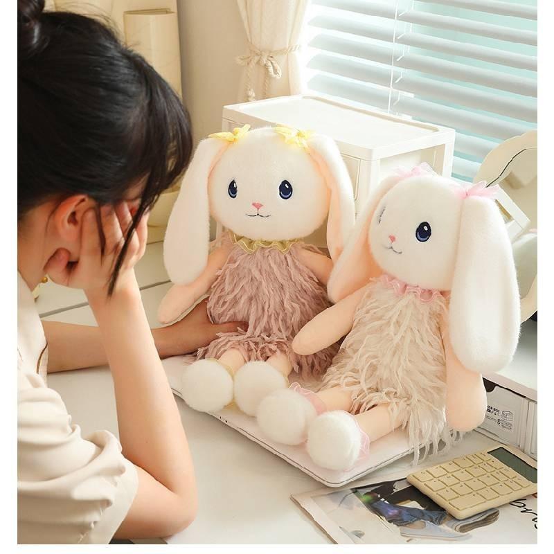 Adorable Snow Bunny Plush Toy Soft Cuddly Rabbit Doll Perfect Girls Gift Huggable Pillow
