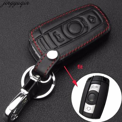 Jingyuqin 3 Button Leather Car Key Case Styling Cover for BMW 1 3 5 6 Series Car Key Shell Blade Fob E90 E91 E92 E60 Holder