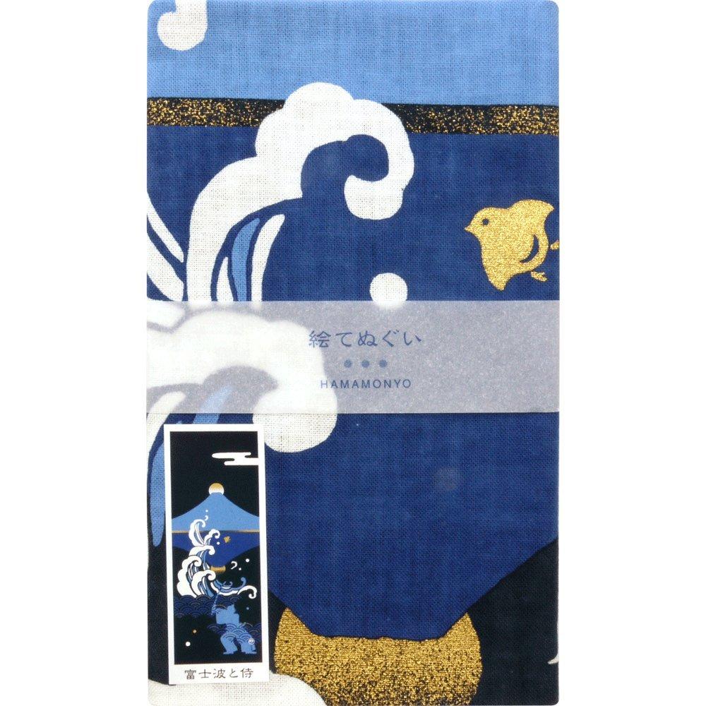 Hama Pattern Painted Tenugui Fuji Wave and Samurai