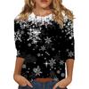 Spring and Autumn Round Neck Christmas Themed Pattern 3D Printed Top Fashionable Casual Long Sleeved Women's T-shirts