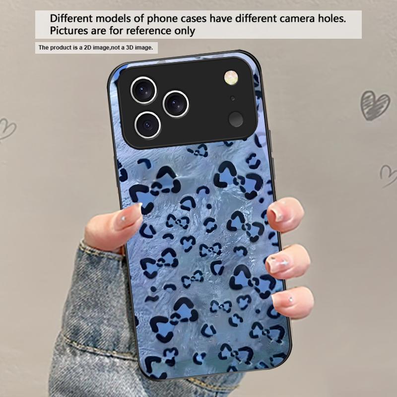 Abstract leopard print For iPhone 17 Air 16 E 15 Plus 14 Pro Max 13 12 mini 11 5 6 7 8 Plus XR XS Max SE Black Glass Phone Case